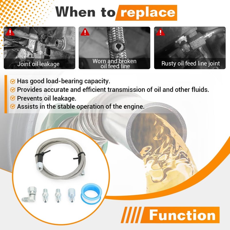 SJDYYMX 36 inch Stainless Braided Line 4AN Multi Size Remote Turbocharger Sensor Teflon Gauge Line Kit - Image 5
